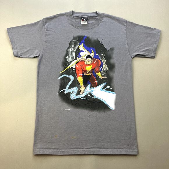 Vintage Shazam T-Shirt Adult Small Gray DC Comics Graphitti Captain Marvel 2007 - Picture 1 of 10